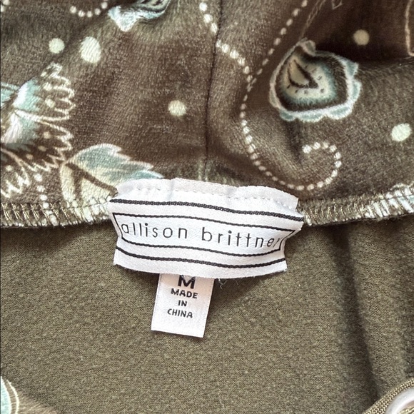 Allison Brittney Olive Dress with Floral Accents - Picture 2 of 3